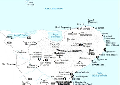 Cartina del Gargano in Puglia